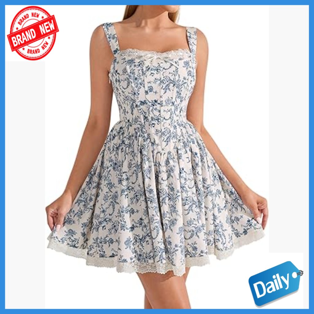 Corset Mini Dress Lace Up Back A-Line Sundress Graduation Party
